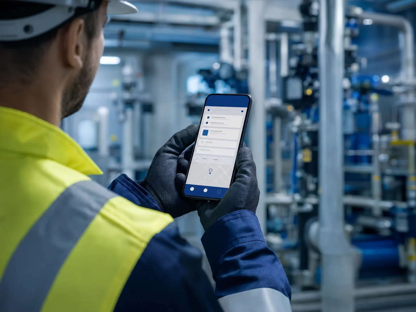 A technician using the Premyz app on site
